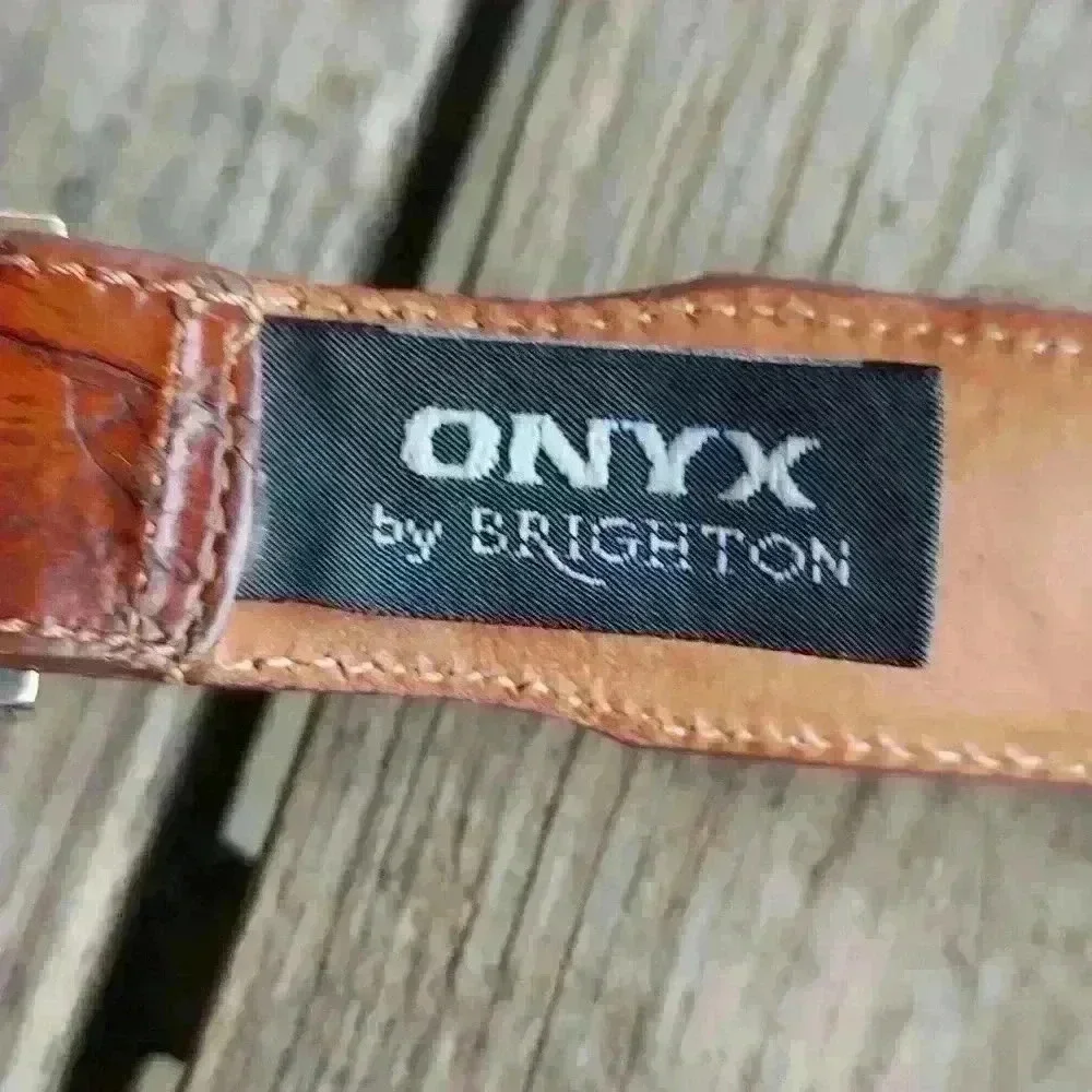 Vintage 1993 ONYX by Brighton Leather Belt With Silver Tip
